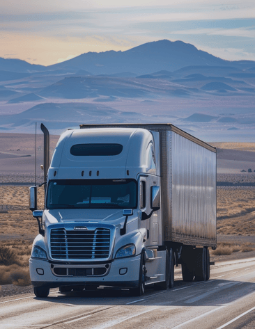 Freight Truck driving in the desert